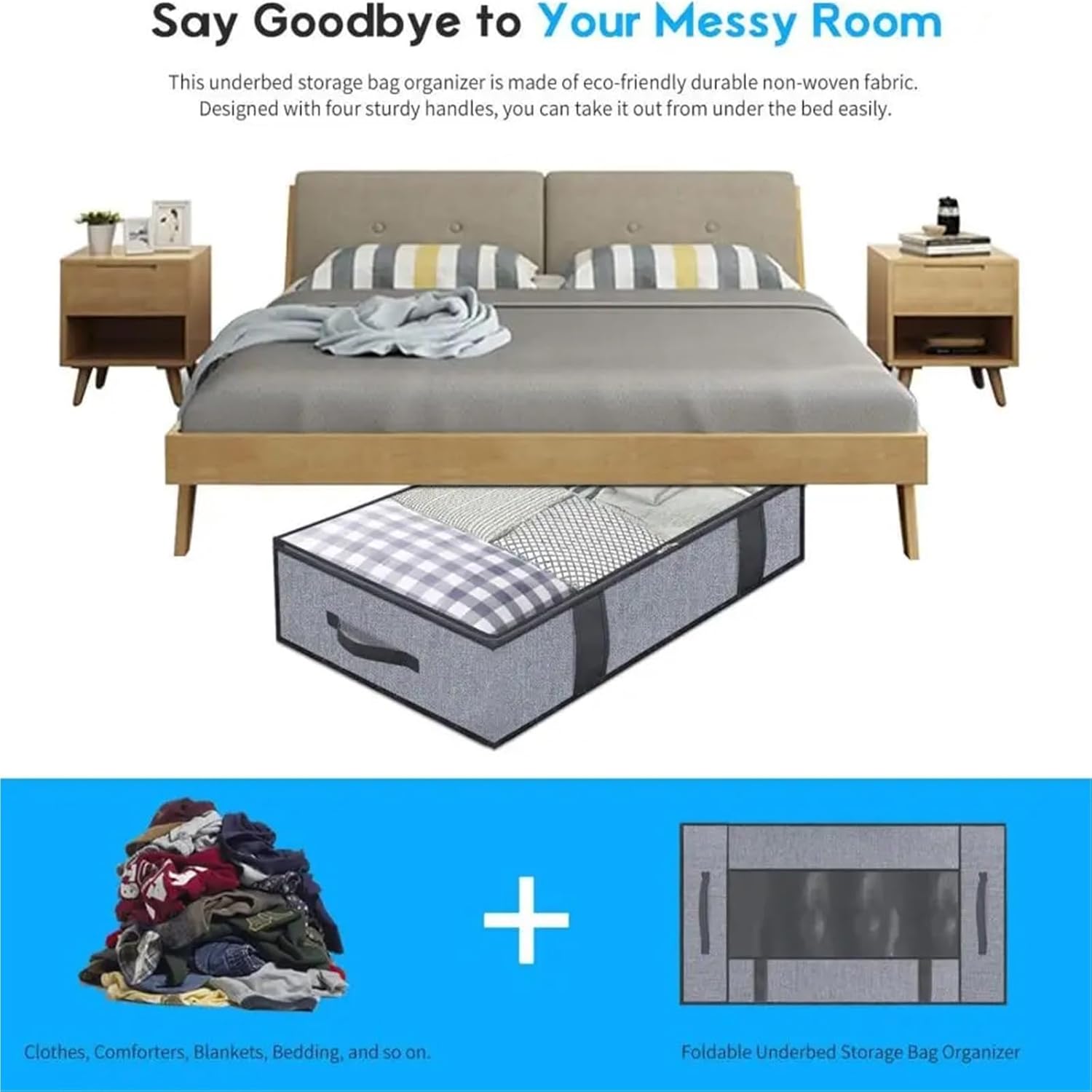 Under Bed Storage Containers Under The Bed Quilt Storage Bag With Cover Can Be Folded, Be Used For Bedding Clothes Toys(3 PCS)