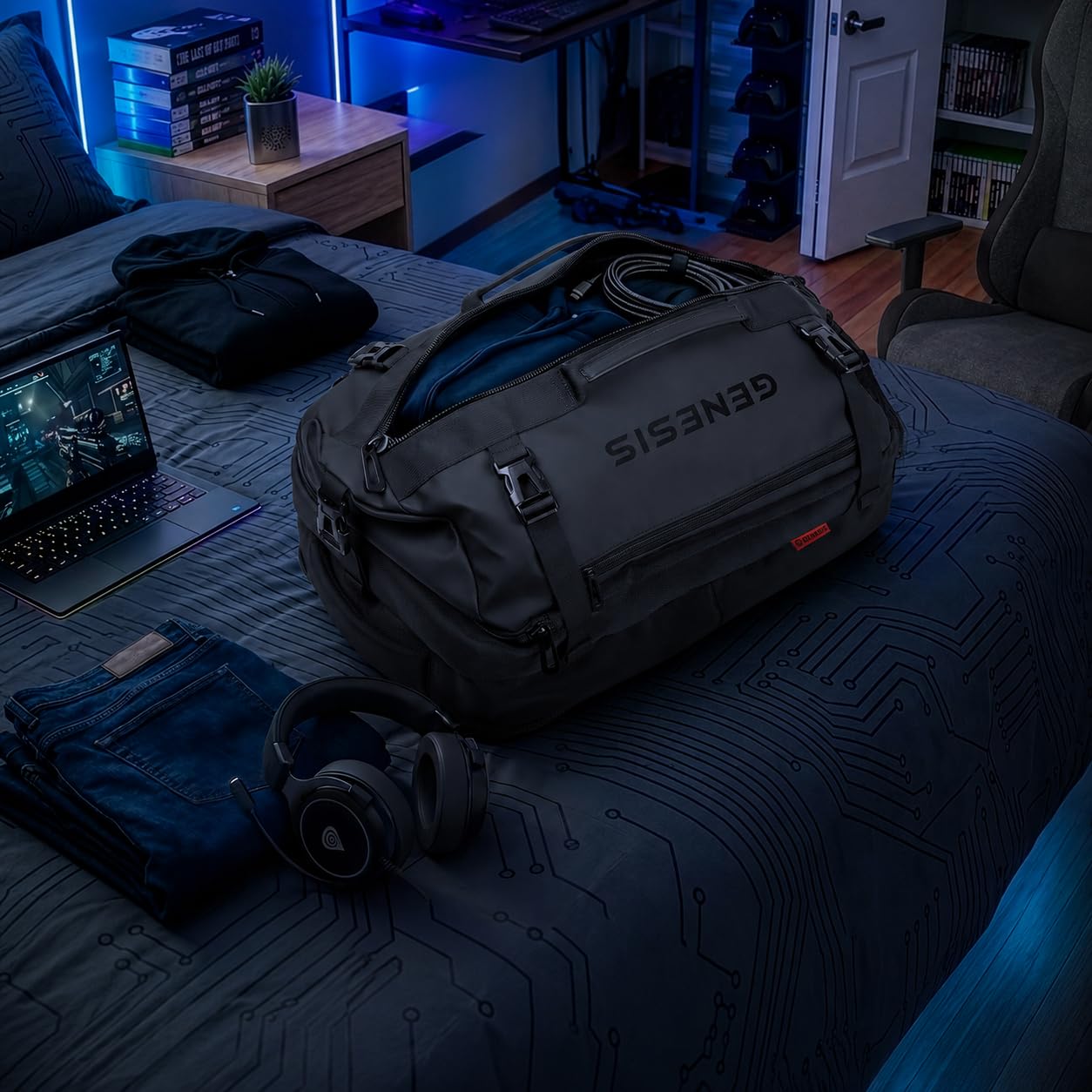 Genesis Pallad 570 plecak na laptopa 17,3", czarny, plecak gamingowy, 29 l, torba na laptopa z 2 przegródkami, 11 kieszeni, system wózków, odporny na zachlapanie wodą, poliester 1800D/2520D, do pracy