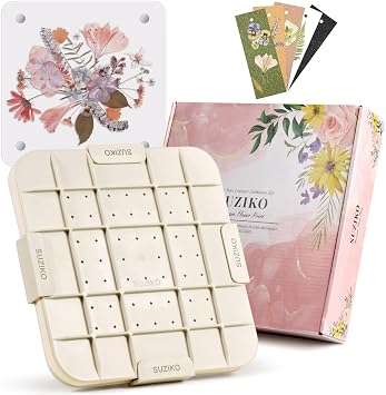 Suziko 9 Inch Microwave Flower Press Kit with Photo Frame - Quick Dry Flower Pressing Machine with Reusable Fabric, Ideal Gift for Flower Lovers