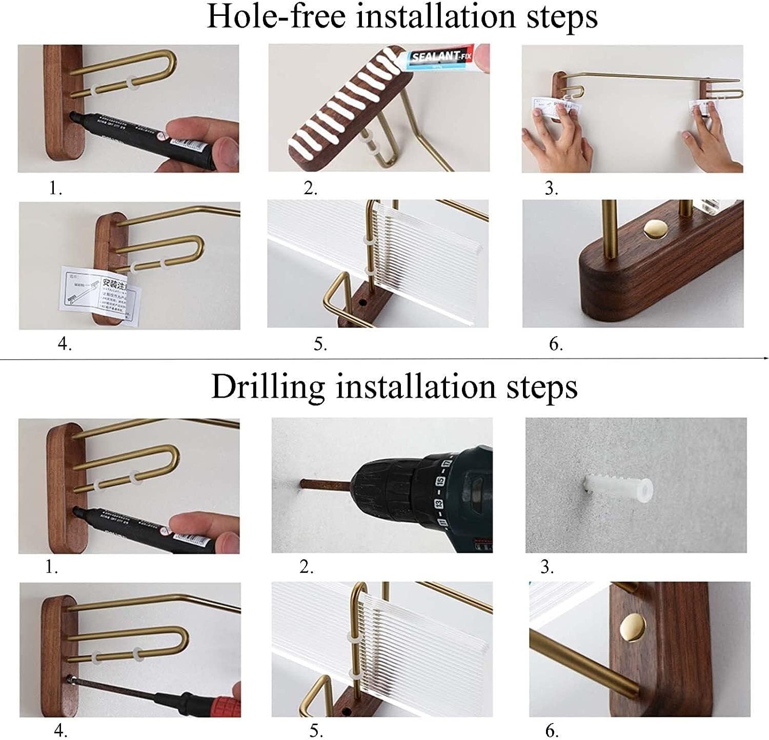 Mensola da Bagno per Doccia Cestino per Doccia A Parete Carrello per Doccia in Legno Nessun Adesivo di Perforazione per Il Bagno della Toilette Mensola Doccia(B,30cm)