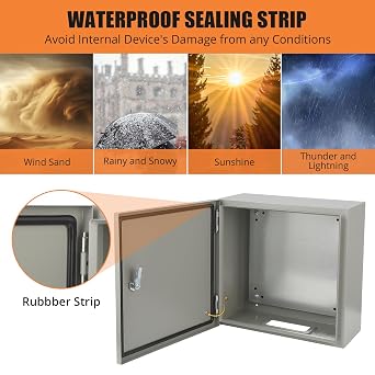 Steel Electrical Box, Outdoor Junction Box 16x16x8'', Electrical Enclosure Box IP66 Waterproof & Dustproof, Universal Electrical Box with Lock and Mounting Plate