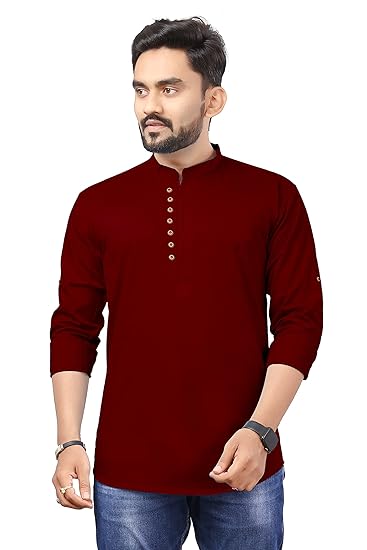 SYLER Men's Pure Cotton Short Kurta