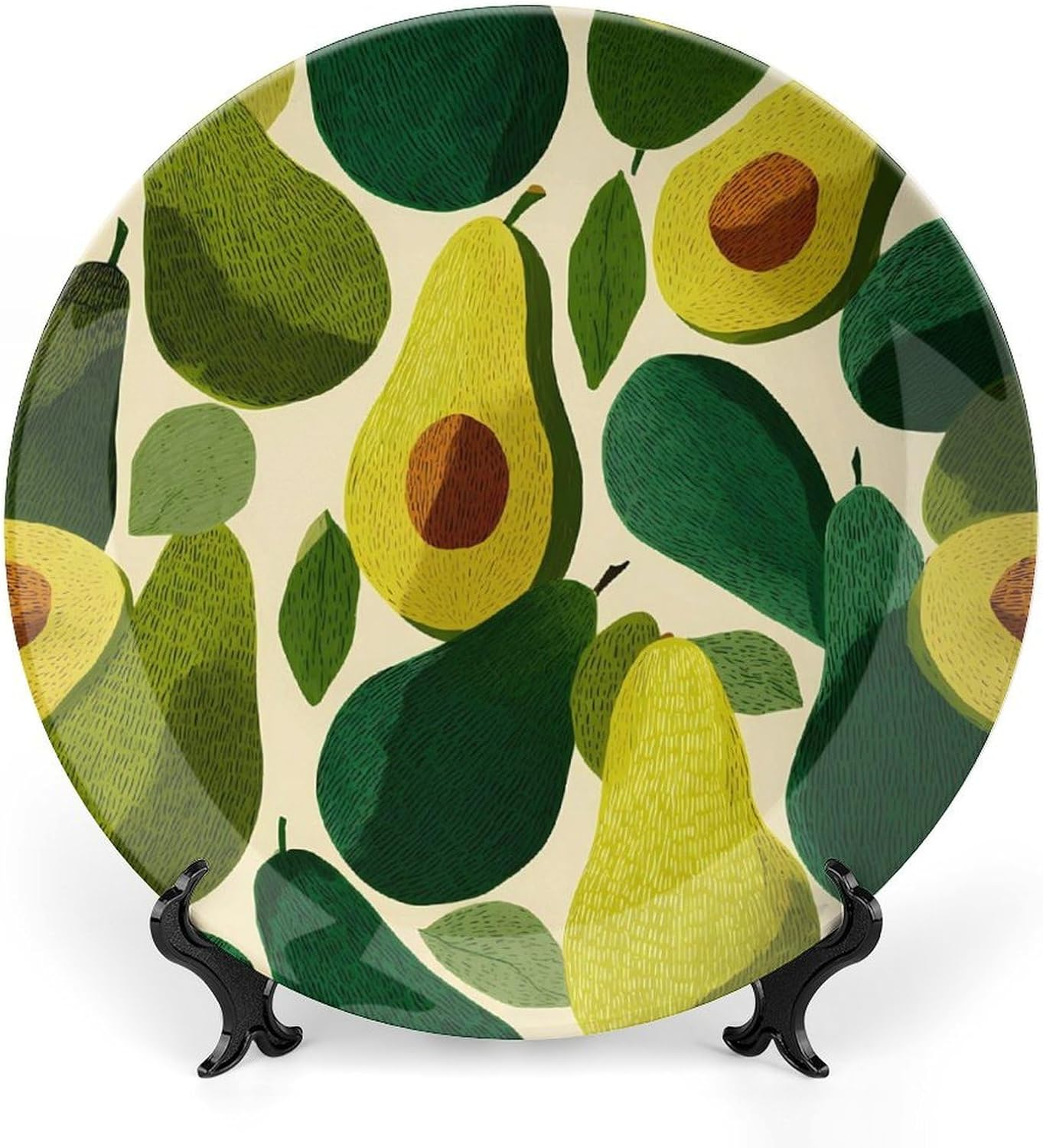 Vintage Avocados Art Decorative Plates for Display Ceramic Plate Tray with Stand Hanger Home Decor