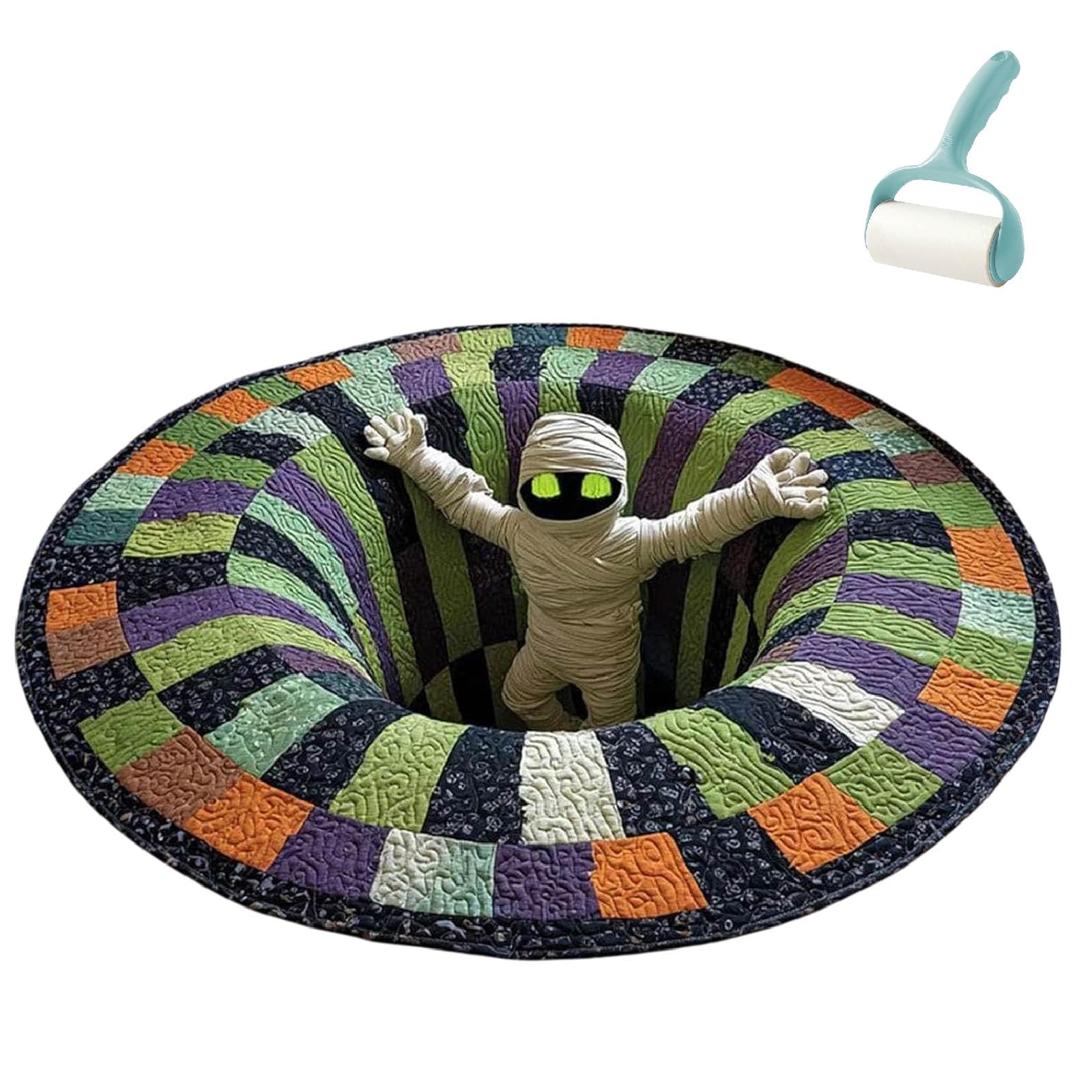 Halloween 3D Optical Illusion Rug, Scary Depth Pattern Floor Mat，F：80cm