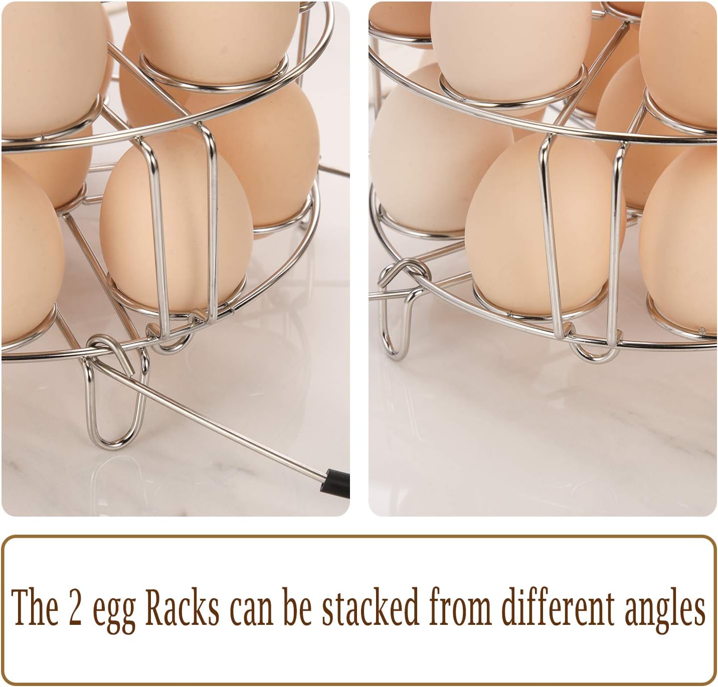 Aozita Multipurpose Stackable Egg Steamer Rack Trivet with Heat Resistant Silicone Handles Compatible for Instant Pot Accessories 6 Qt/8 Qt - 18 Egg Cooking Rack for Pressure Cooker Accessories