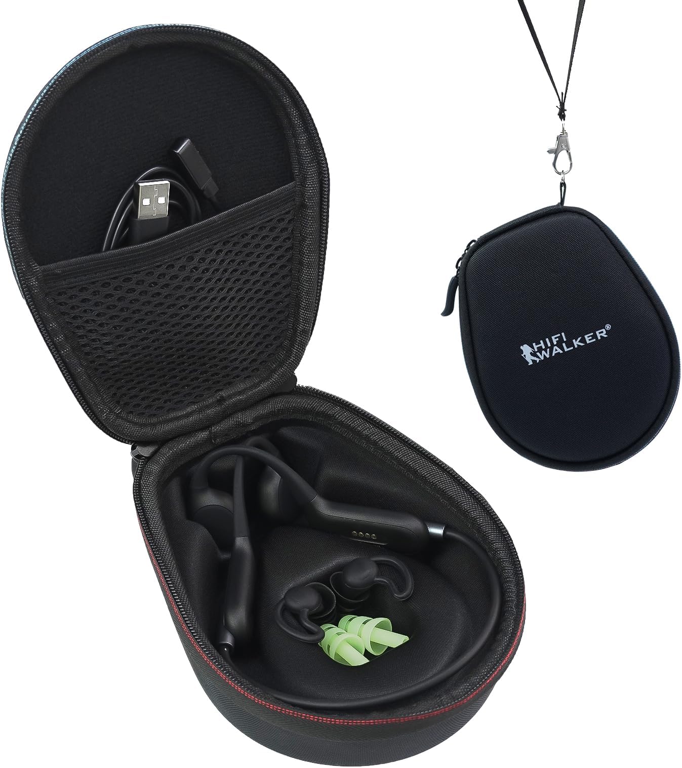 Headphones Case Compatible with Shokz OpenRun Mini, Air, OpenRun Pro, OpenRun, OpenComm, OpenMove, HIFI WALKER T10 Air Replacement Hard Shell Travel Carrying Bag with Cable Storage(Only Case) (Black)