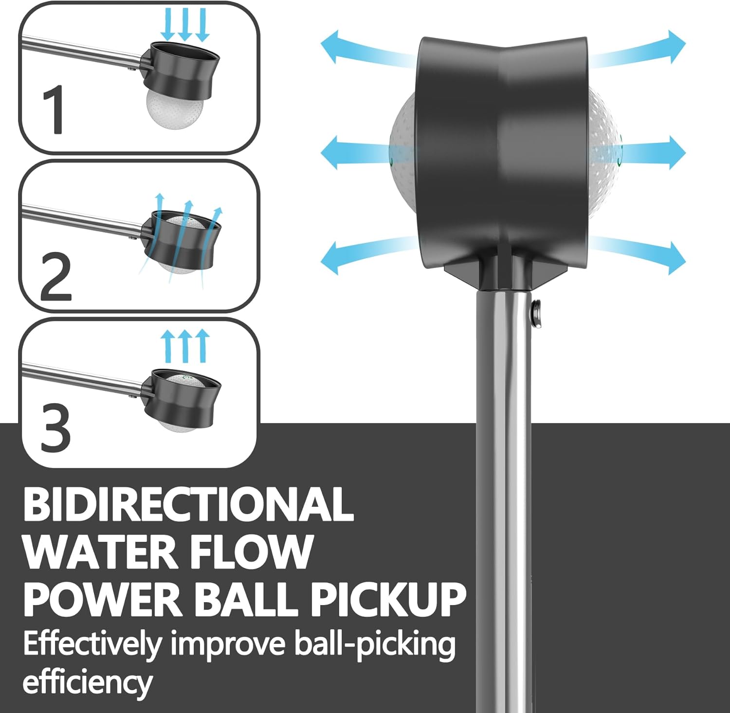 JKL 9Ft/12Ft Golf Ball Retriever for Water Telescopic, Stainless Steel Shaft, High Durability Double-Sided Ball Picker Upper Grabber, Golf Gifts for Golfers