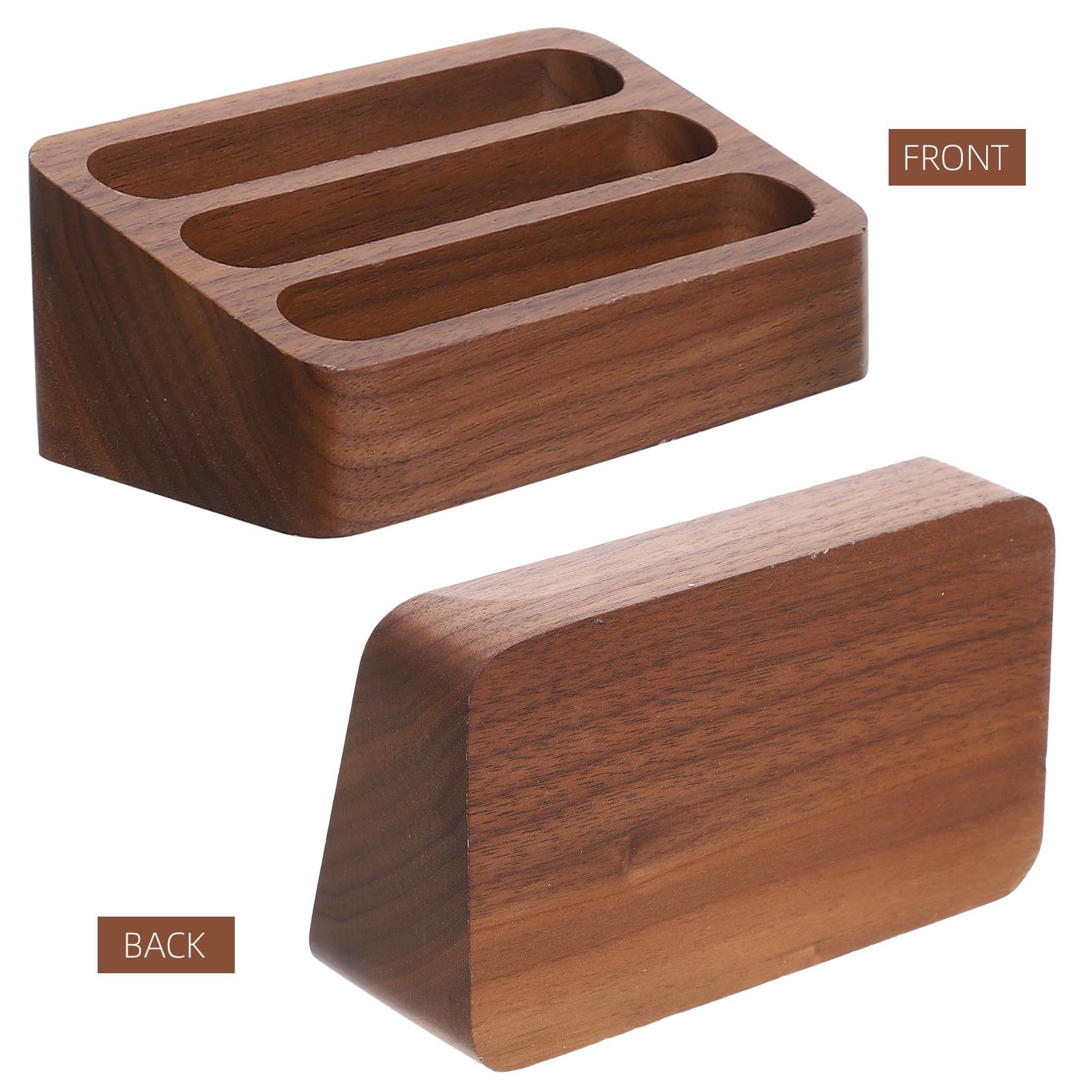 SHINEOFI 2piezas Tarjetero de Madera de Nogal Negro Estuche para Tarjetas de Visita Ranuras Pequeño Organizador para Oficina Hogar y Mesa de Escritorio