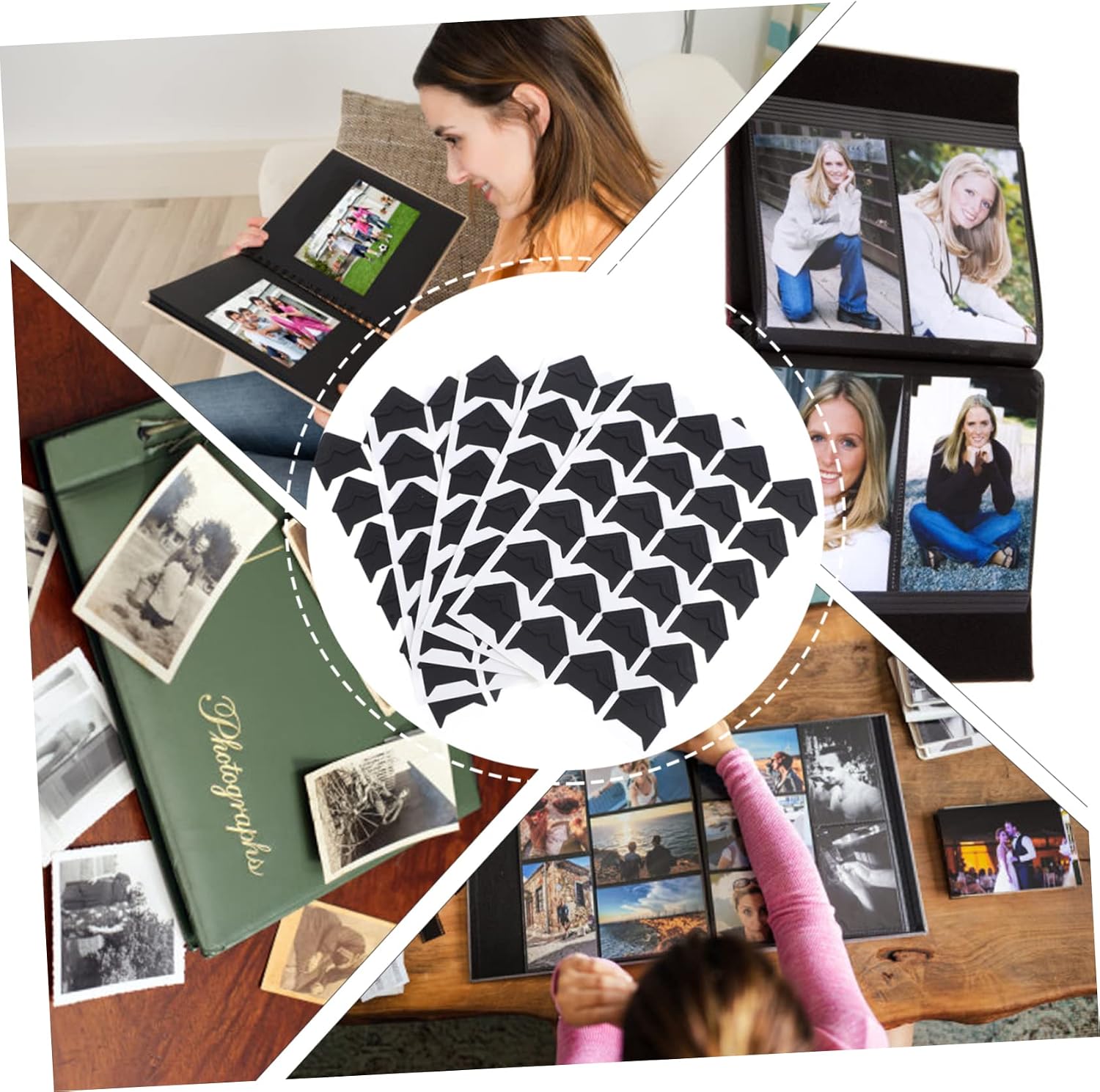 Black Photo Mounting Corners for Albums and Journaling 10 Sheets