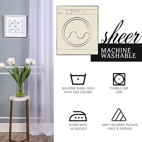 Miniatura 6 de Best Home Fashion Juego de 2 paneles de cortinas traslúcidas de gasa triturada, con ojales de bronce antiguo, para sala de estar, comedor, puerta