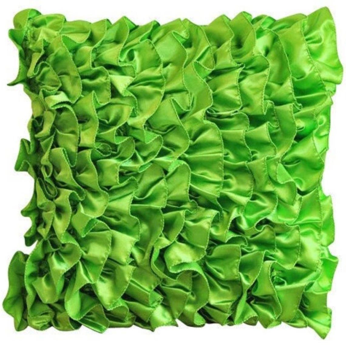 The HomeCentric Clover Green Cushions Cover, Vintage Style Ruffles 40x40 cm (16x16 inch) Cushion Covers Decorative, Square Satin Throw Cushions Cover Solid Modern - Vintage Clover Green