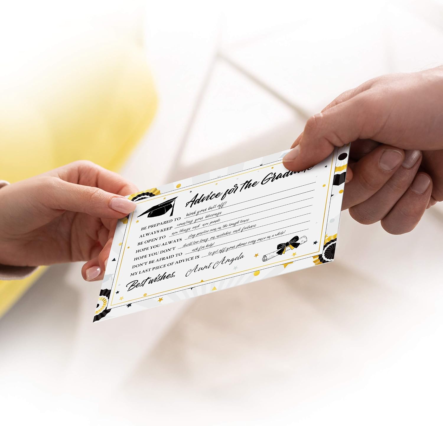 Graduation Advice Cards 2020 - 30 Pack Bulk – Graduation Decorations 2020 Blue, White & Gold – Advice for The Graduate Graduation Party Supplies Favors Table Games Props