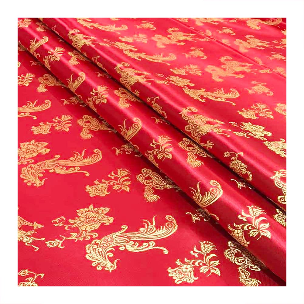Goonsds P Chinese Satin Faux Silk Fabric Brocade Dress Clothes Cheongsam Tang Suit Diy Retro 75Cmx50cm,