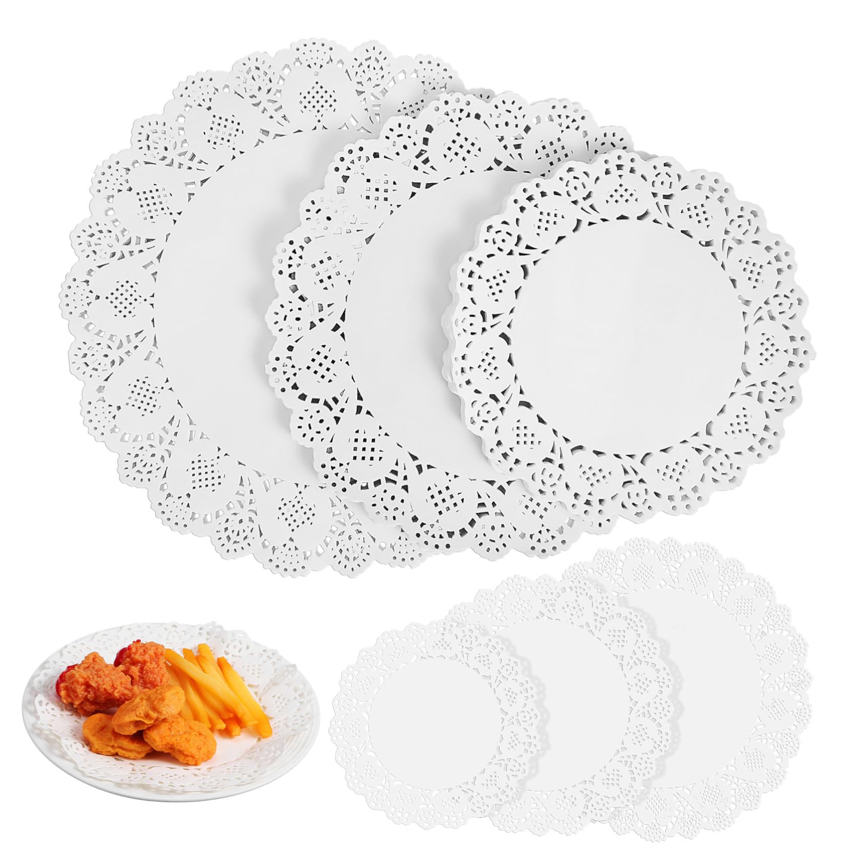 Unomor Versatile Kitchen Accessory 300 Sheets of Paper Doilies Lace Edges for Cooking Baking and Serving