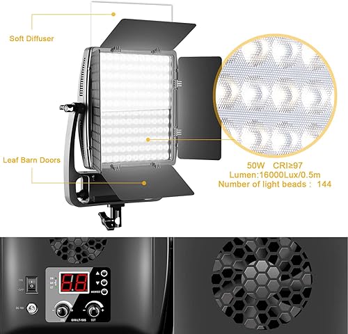Miniatura 3 de GVM - Luz de video LED con control de aplicación, panel de luz de video, kit de iluminación de video bicolor regulable de 50 W con lente óptica,