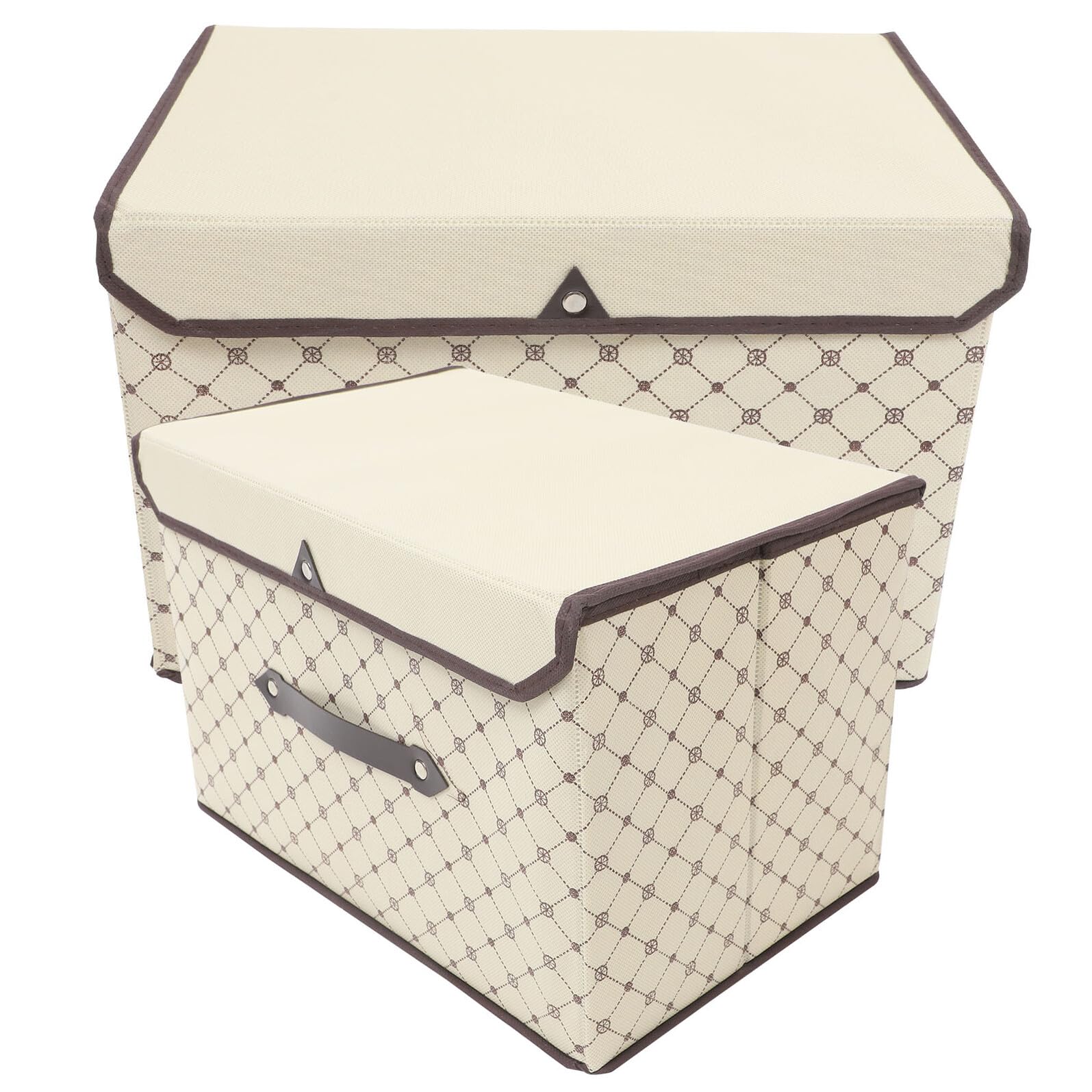 Veemoon Scatola di Stoccaggio Non Tessuto Beige con Coperchio e Manici, Lavabile, per Conservare Coperte e Vestiti in Casa, Set da 1