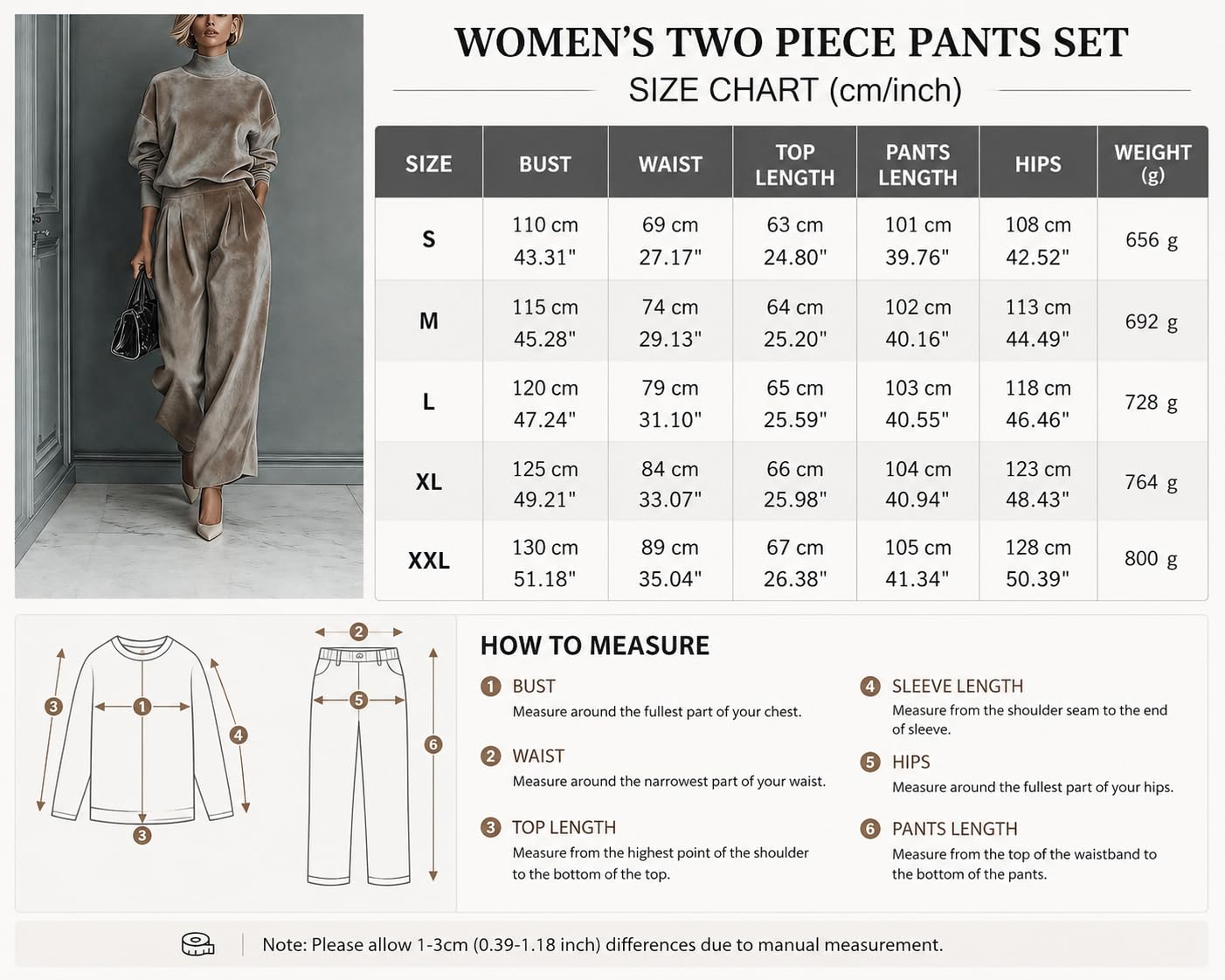 Completo Da Donna A Due Pezzi: Tuta In Velluto Top A Collo Alto A Maniche Lunghe E Pantaloni A Gamba Larga Elegante Completo Da Casa Per L'Autunno Perfetto Per L'Aeroporto.