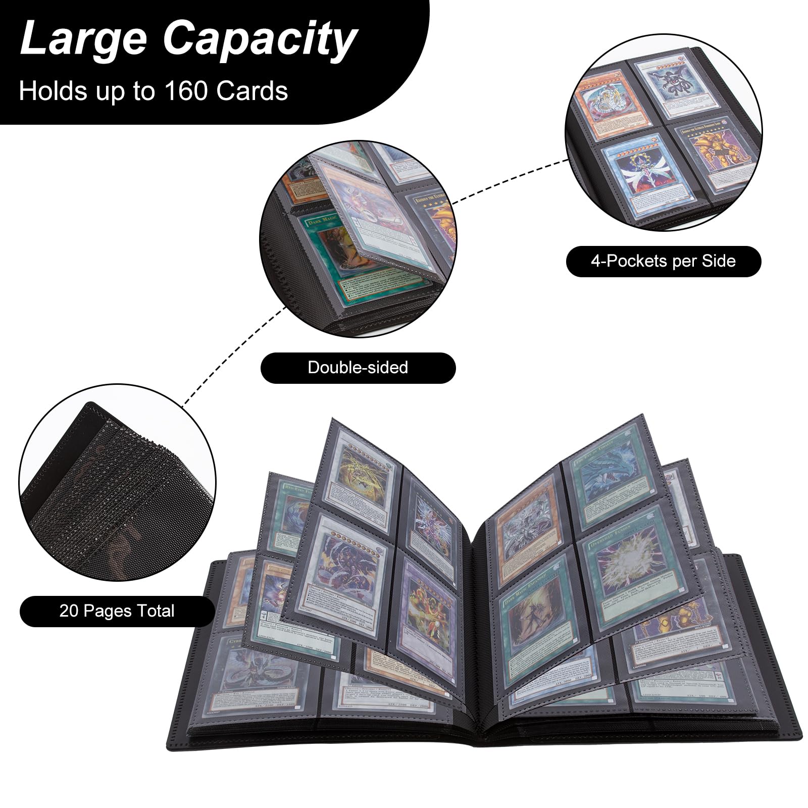 440 vakken Trading Card Binder, 4 vakken card binder met hoezen Card Organizer voor Baseball Football Sports kaarten