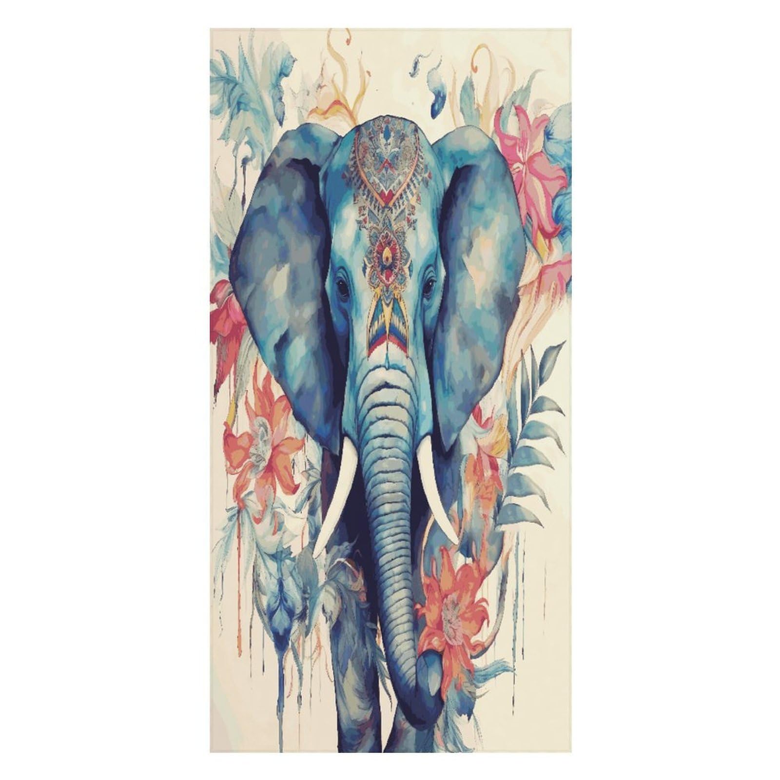 JTREHY Peacock Feathers Elephant Beach Towel Extremely Soft Oversized Towels Lightweight Sports Absorbent Bath Towel Suitable 160"x80" for Swimming Camping Beach