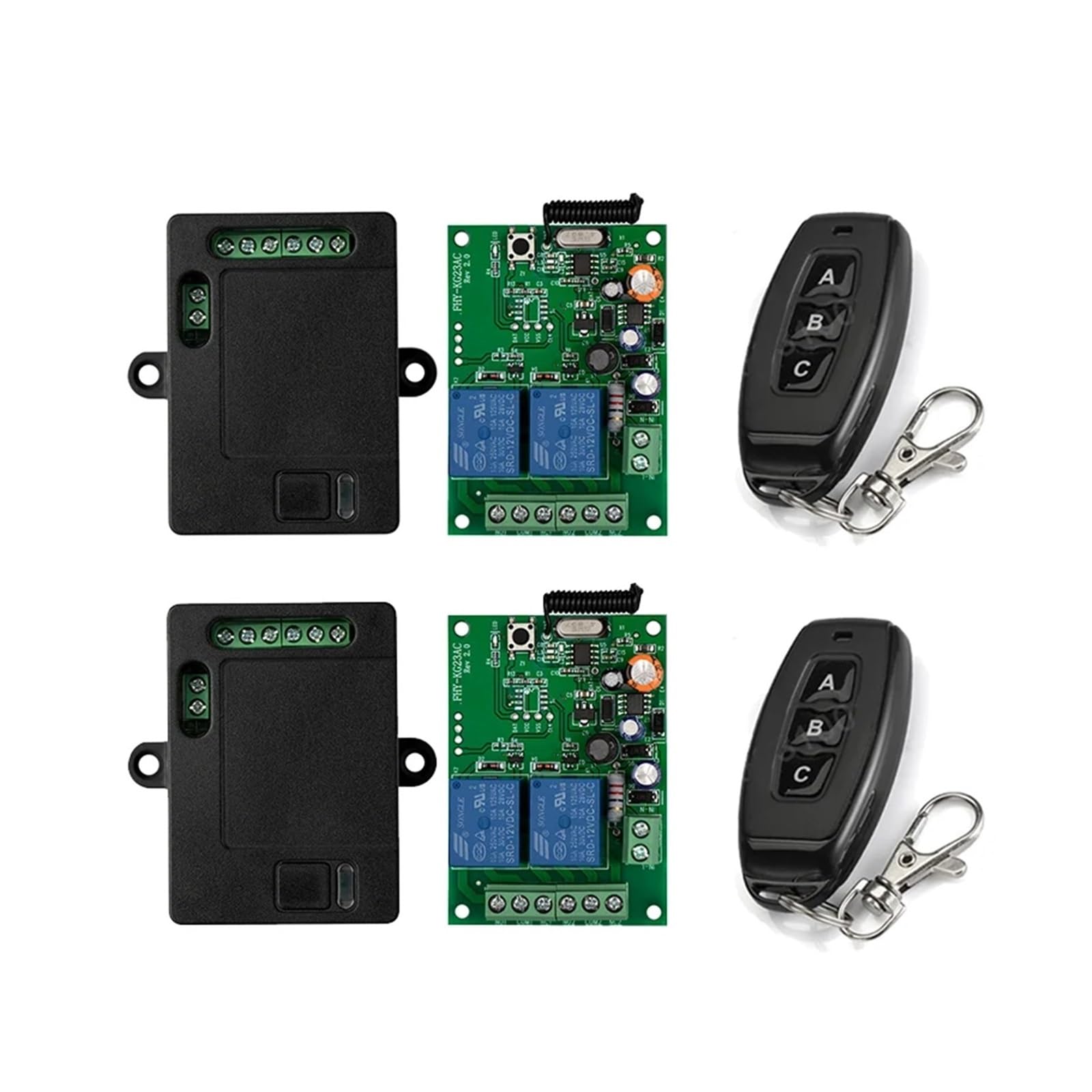 Garagentoröffner, 433 Mhz Drahtlose Fernbedienung AC220V 2CH Universal Rf Relais Empfänger Und Sender for Garage Tür Und Tor Motor Steuerung Passend für vielseitige Tore (Size : 2RC 2T)