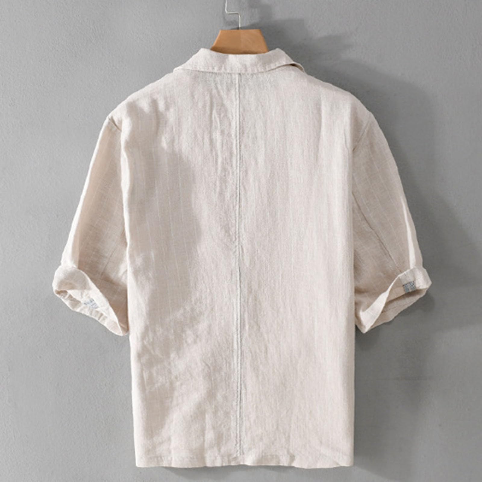 Generico Camicia Uomo Manica Corta Tinta Unita con Bottoni, Casual Estiva Slim Fit, Morbida e Traspirante per Estate Primavera