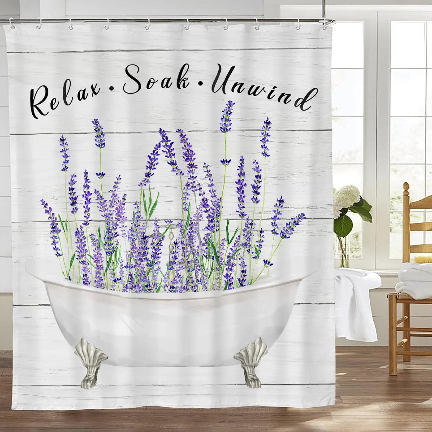 Lavender Shower Curtain Farmhouse Floral Lavender Shower