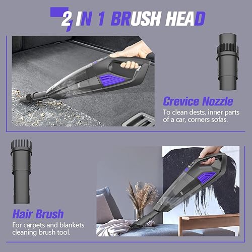 Miniatura 3 de Aspiradora de Mano Inalámbrica Limpiadora, Potente Portátil y Quitapolvo Aspiradora de Mano Recargable con Batería de Gran Capacidad para