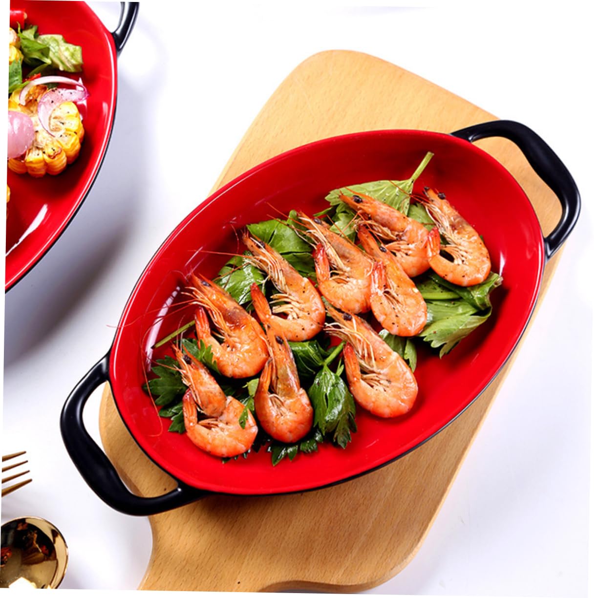 BEBEMOKO Ceramic Baking Dish with Double Handles Pan for Roasting and Baking Cheese and Easy to Clean Casserole Dish for Family Gatherings and Everyday Use