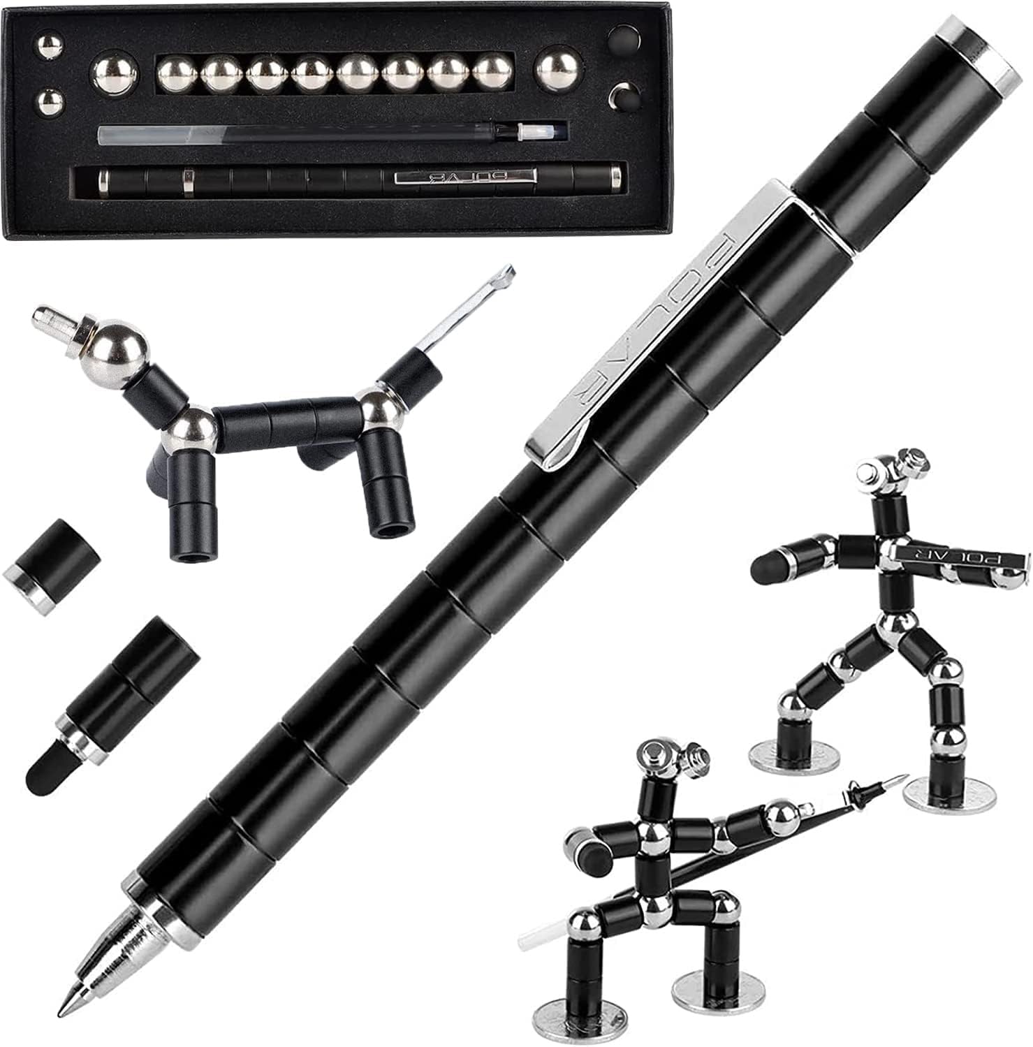 GDNK Blue Color Magnetic Pen Magnetic Pen Decompression Magnetic Metal Pen Toy Pen with Magnetic Rings and Steel Balls Multifunction Writing Magnet Pen Toys Gifts for Kids (Black)