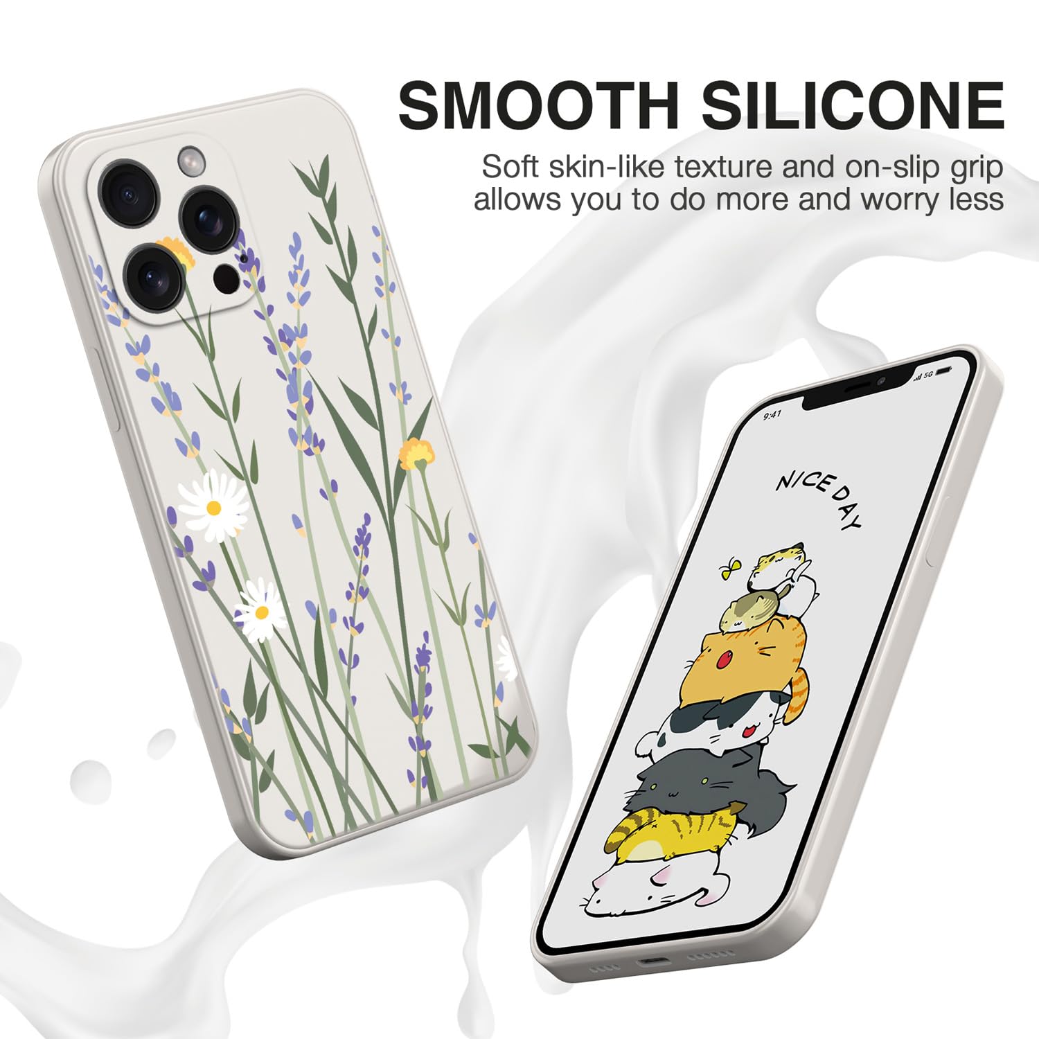 Custodia XINYEXIN In Silicone Morbido Per Google Pixel 8 Pro | Fiori Green | Antiurto E Ultrasottile - 4