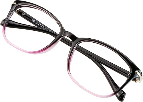 VisionGlobal - Lentes de bloqueo de luz azul para mujereshombres, antifatiga ocular, lectura de computadora, gafas de TV, elegante marco cuadrado,