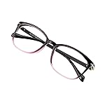 VisionGlobal Blue Light Blocking Glasses for Women/Men, Anti Eyestrain, Computer Reading, TV Glasses, Stylish Square Frame, Anti Glare(Black Purple,+5.75 Magnification)