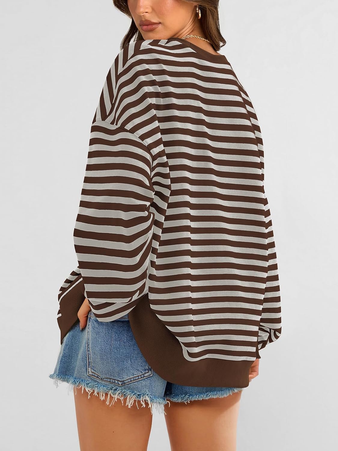 PRETTYGARDEN Womens Striped Oversized Sweatshirt Color Block Crew Neck Long Sleeve Casual Loose Pullover Top Y2K Clothes - Image 5