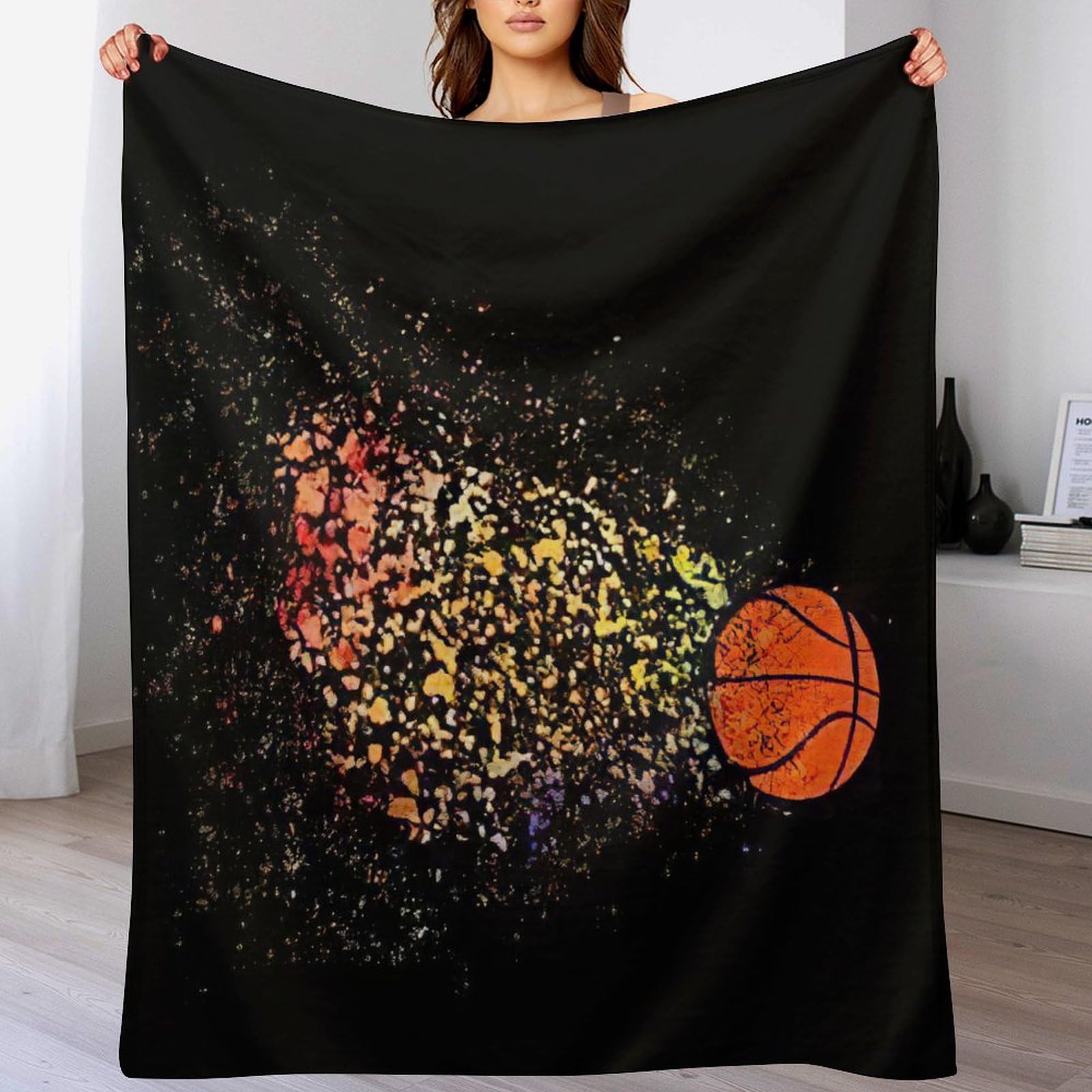 Couverture basket-ball en flannel polaire 140x180cm pour canapé et lit