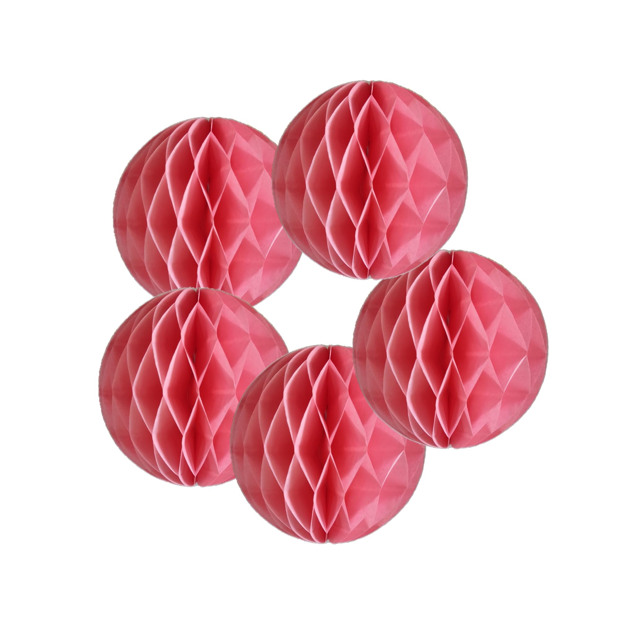 SrchJoy Honeycomb Paper Ball Party Decorations Pack of 5 Tissue Pom Poms Flower Ball Garland Birthday Baby Shower Wedding Party Decor (Coral Pink, 5 Pcs - 4" (10cm))