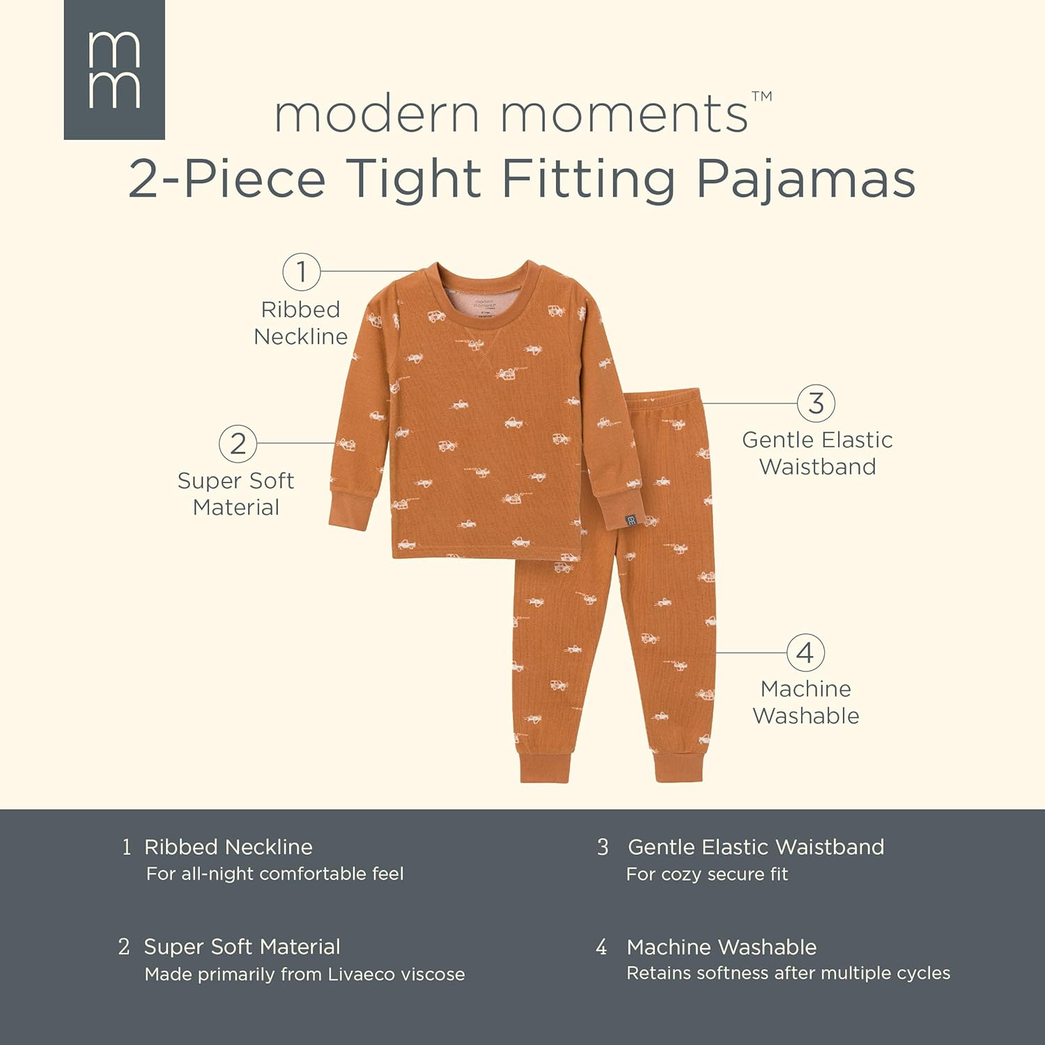 Modern Moments by Gerber unisex-baby Hacci Snug Fit 2-piece Pajama Set - Image 6