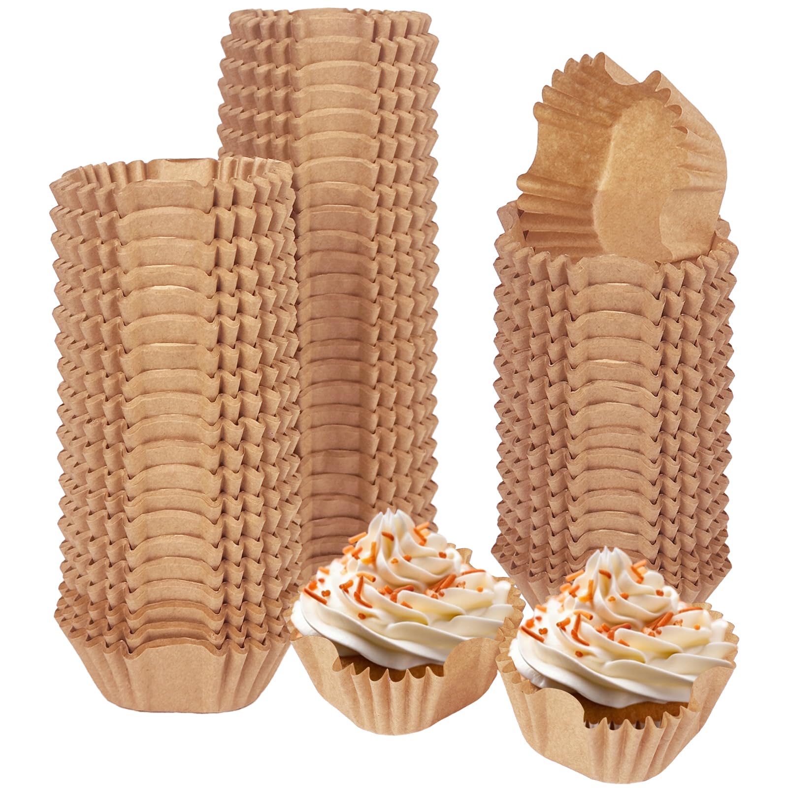 Gcardist 200 Pcs Brown Square Muffin Cases Muffin Cases Muffin Cases Odorless Food Grade (Standard Size)