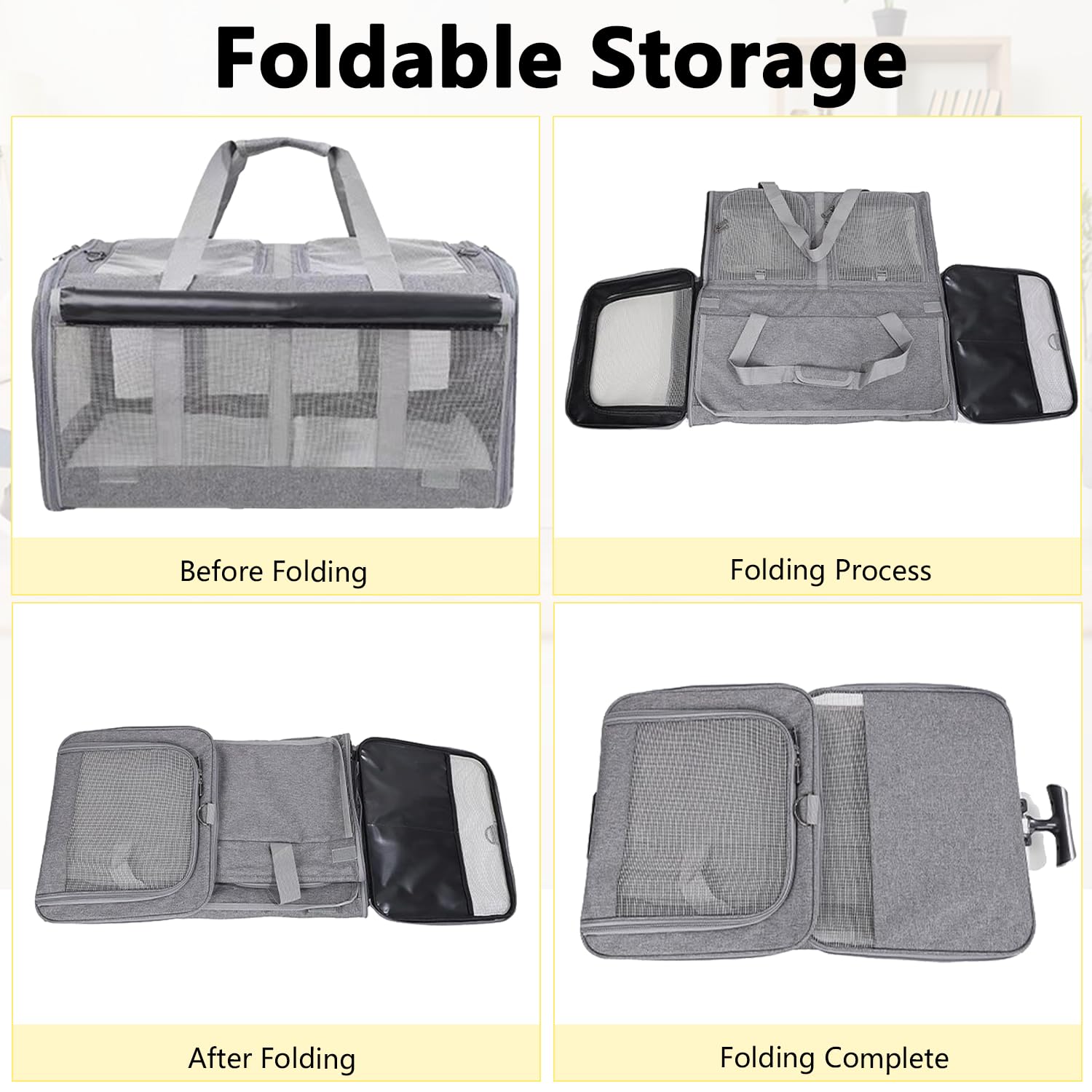 Sac de transport à roulettes pour chat, double compartiment, pour 2 chats et petits chiens, charge jusqu'à 16,3 kg, idéal pour les voyages, la randonnée, le camping, gris