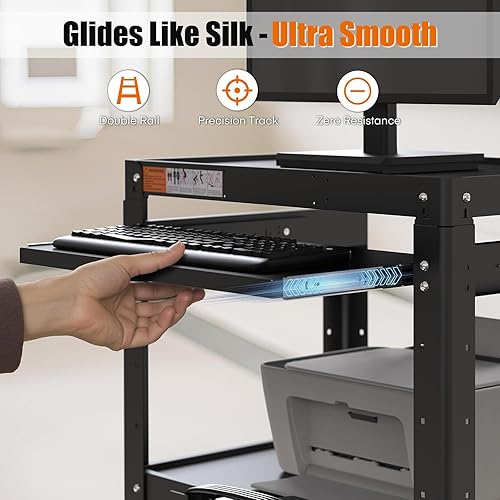 Miniatura 4 de MetaTeel Soporte de carrito de presentación AV para proyector de video, TV, computadoras portátiles, impresoras, carrito rodante de construcción de