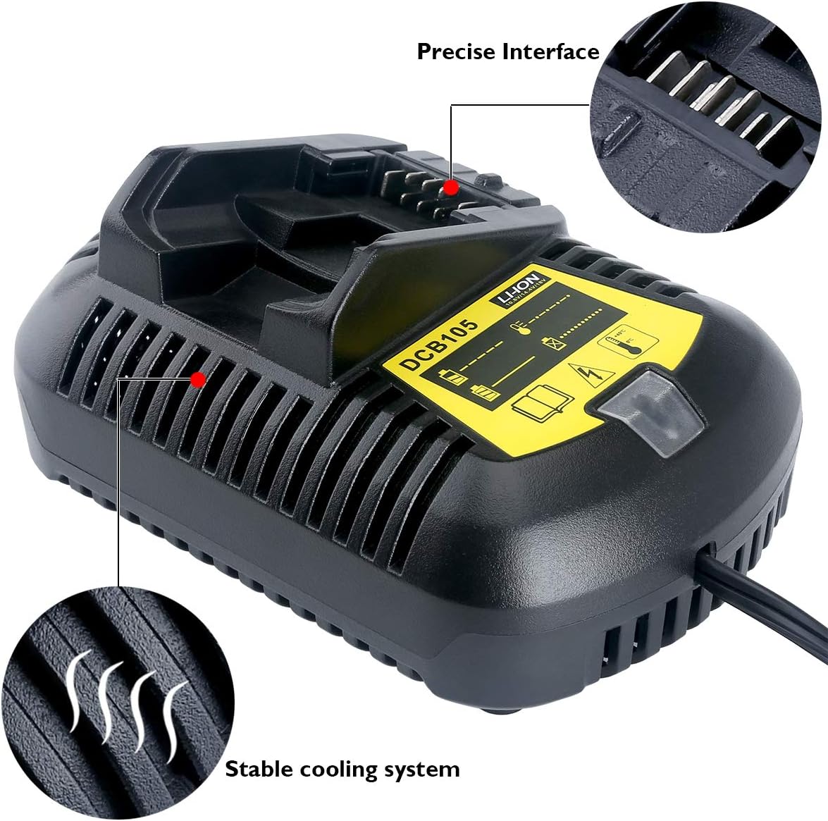 Swidan DCB105 Li-ion 12V/20V/60V MAX Battery Charger for Dewalt 12Volts 20volts DCB101 DCB112 DCB115 DCB203 DCB204 DCB205 DCB206 DCB606 DCB609 DCB612 Cordless Power Tool Battery Packs : Tools & Home Improvement