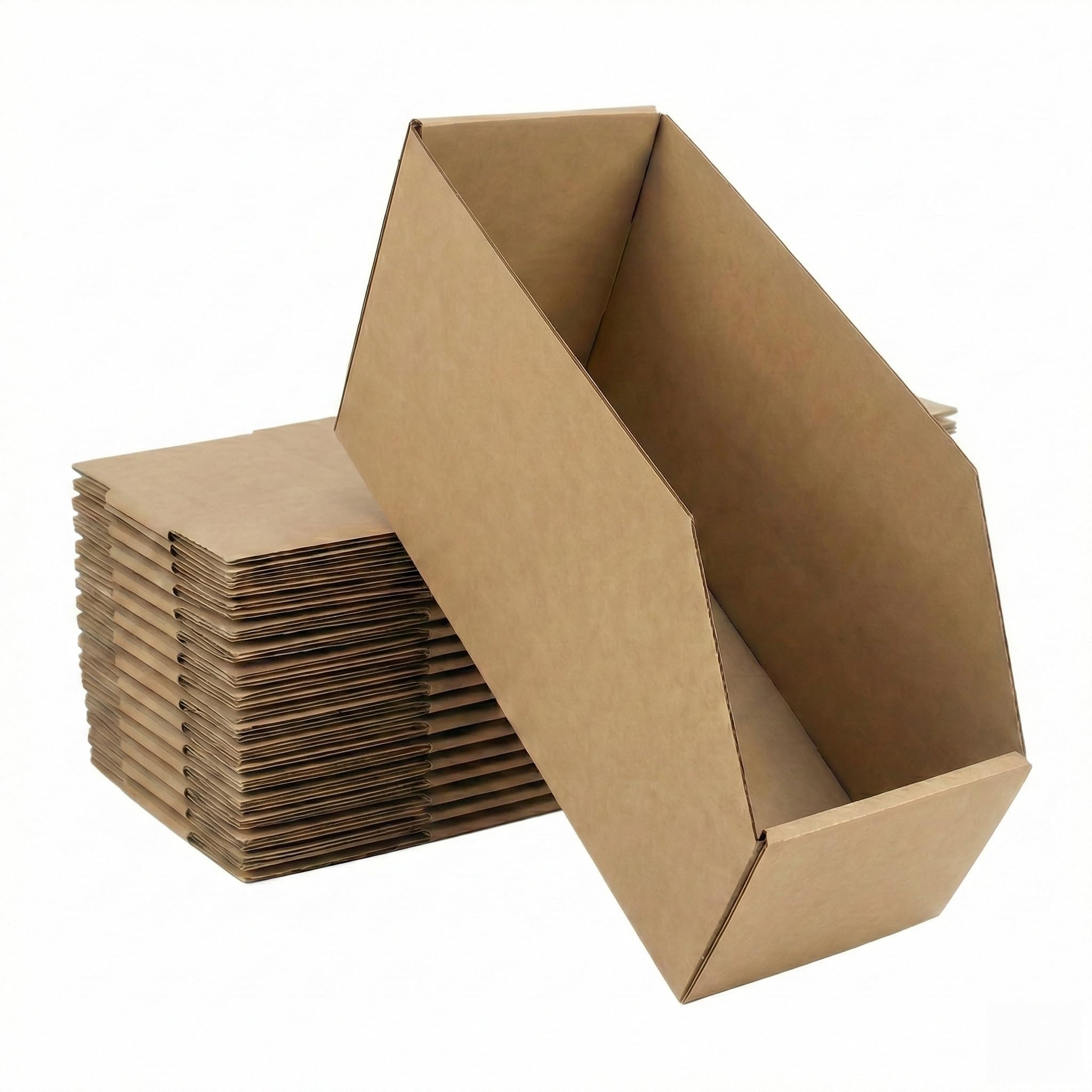 STRBOXONG 15 Pack Cardboard Storage Bins 30x11x15cm, Open Front Picking Bins for Warehouse Shelving, Garage Workshop Tool Storage & Parts Organiser, Heavy Duty Corrugated Kraft Boxes for Screws