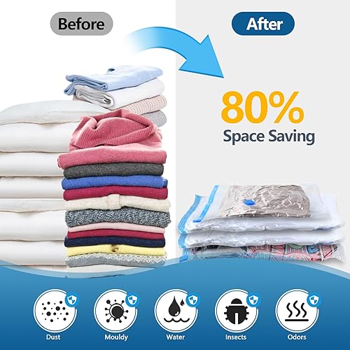 Miniatura 2 de Bolsas grandes de almacenamiento al vacío con bomba eléctrica, paquete de 25 (5 Jumbo/5 Grandes/5 Medianos/5 Pequeños/5 Rollos) Bolsas de sellado al