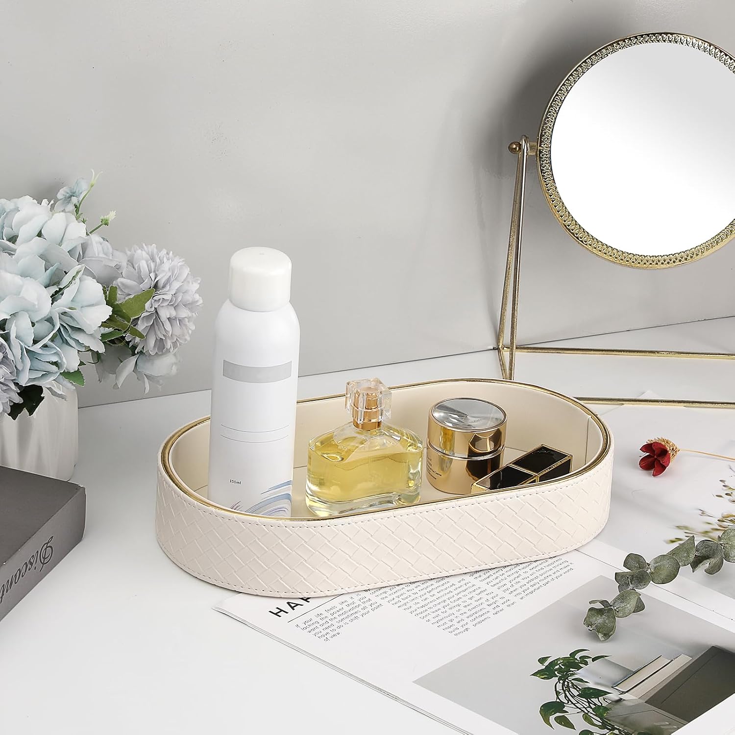 Key Tray for Entryway Table PU Leather Nightstand Organizer