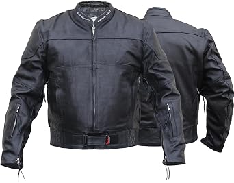 German Wear Motorcycle Leather Jacket Motorcycle Jacket Cruiser Biker Jacket Black