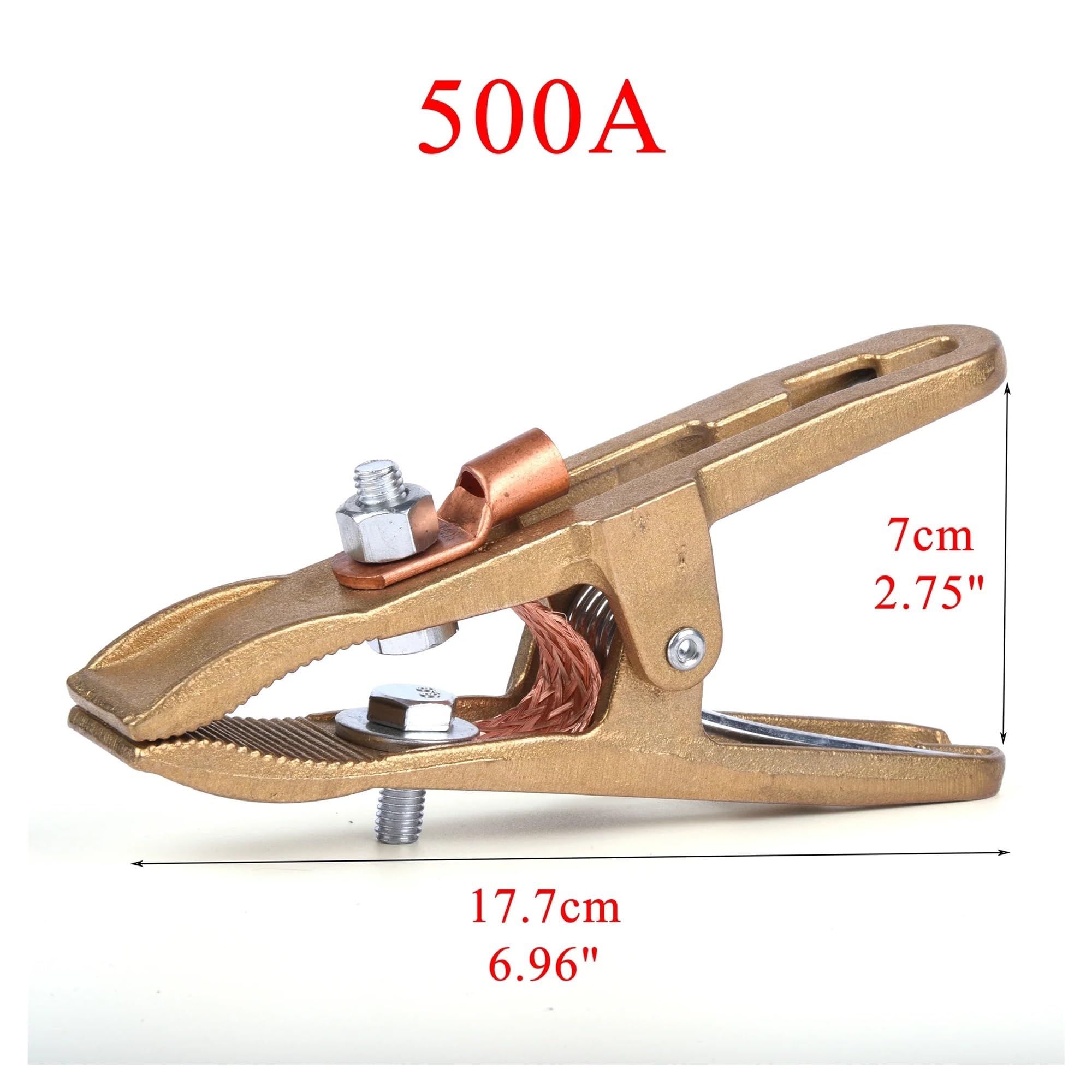 Pinza massa per saldatrice Clip di messa a terra con vite di fissaggio a terra for saldatura in ottone resistente(A type 300A Black)