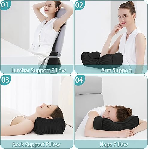 Miniatura 6 de Glyzia Almohada de apoyo lumbar para silla de oficina, almohada de apoyo de espalda de pana para aliviar el dolor de espalda baja, cojín lumbar