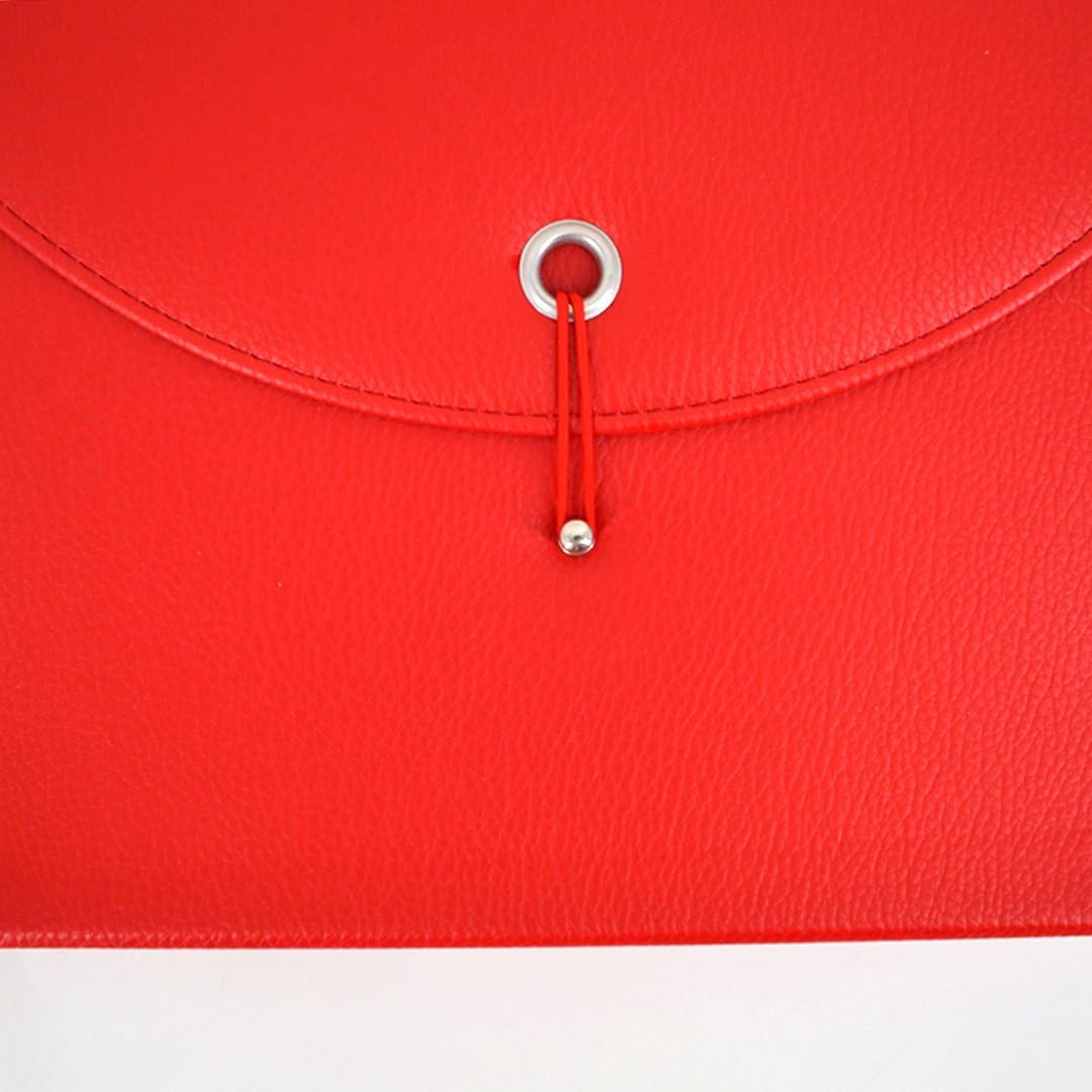 CLARA PU Leather Expanding File Portable Accordion Document Folder Organizer Red