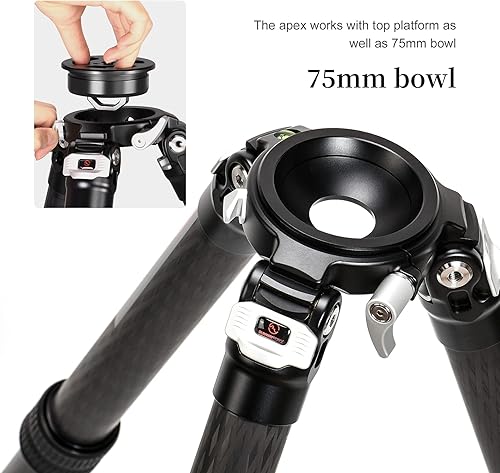 Miniatura 5 de SUNWAYFOTO Trípode de fibra T3650CM para cámara de video, fotografía, peso al aire libre, impermeable, carga de 55.0 libras