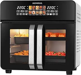 MONDIAL Air Fryer Forno 25L French Door, Preto/Inox, 2200W, 220V - AFDO-25L-FD