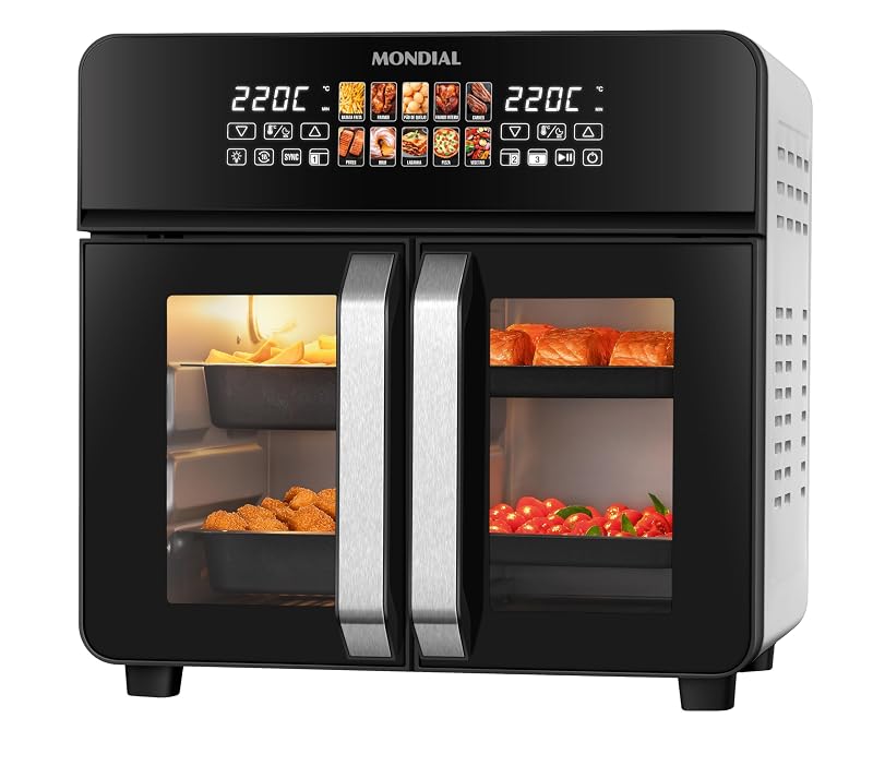 Mondial Air Fryer Forno 25L French Door AFDO-25L-FD, Preto/Inox, 2000W, 110V